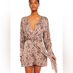 Joie Women's Ronnie Mini Wrap Dress Floral Cocktail V-Neck Fringe Belt NWT Sz 00